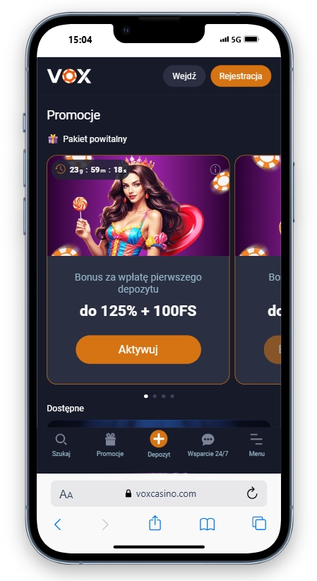 Założenie konta w Vox Casino